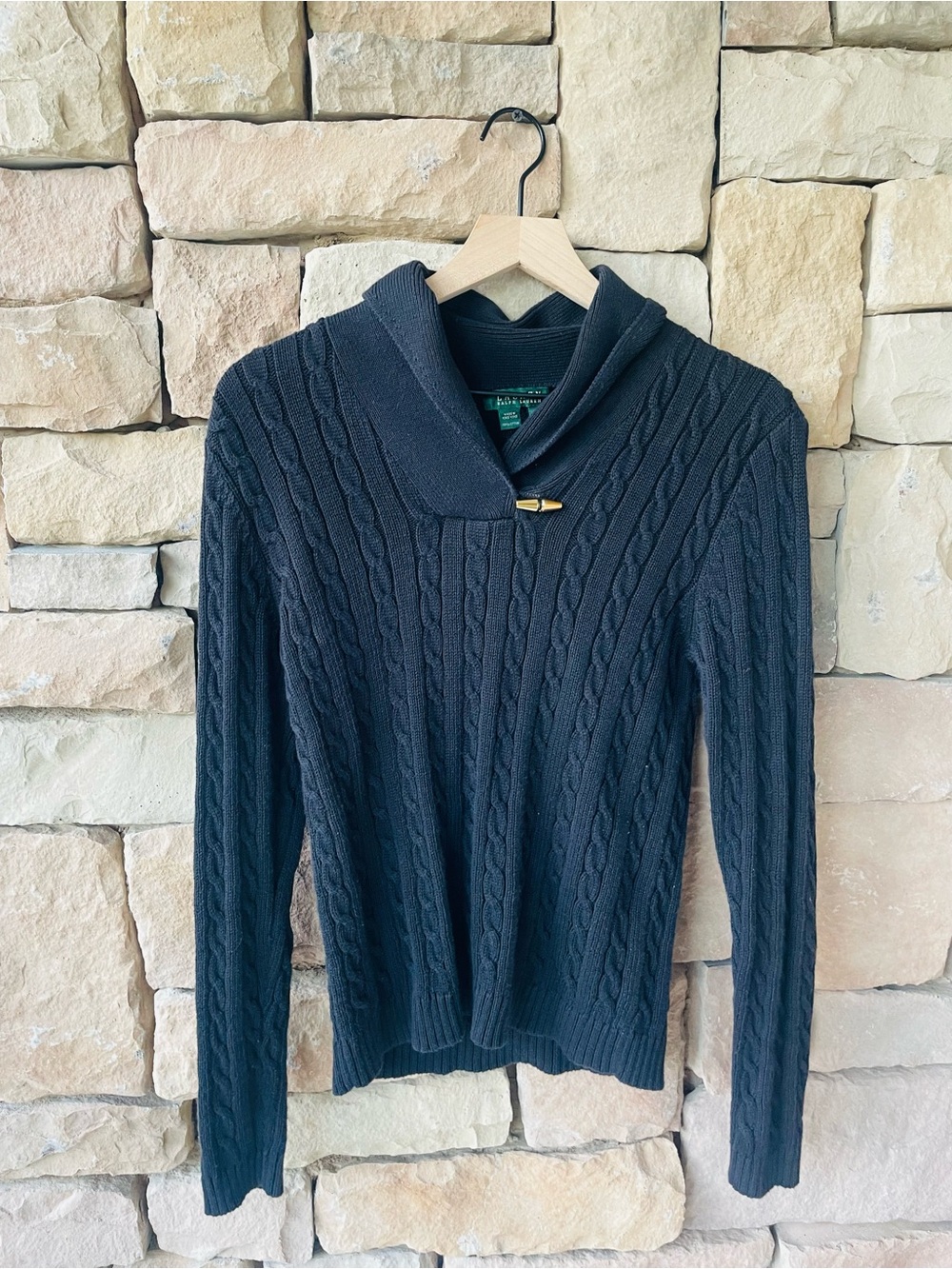Lauren Ralph Lauren Black Cotton Cable Knit